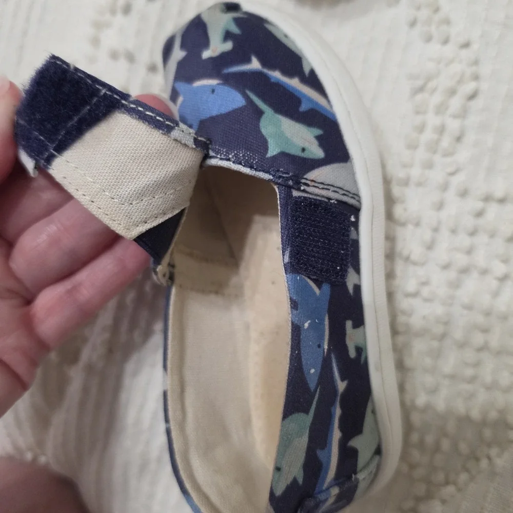 Toms Alpargata Blue Depth Sharks Slip Ons Toddler Size 7